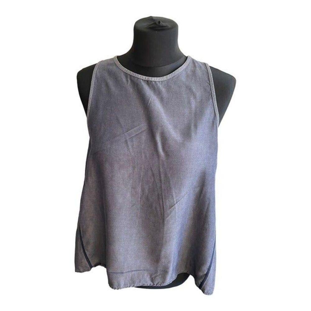 Lululemon All Tied Up Tank Top Open Back Navy Blue Denim